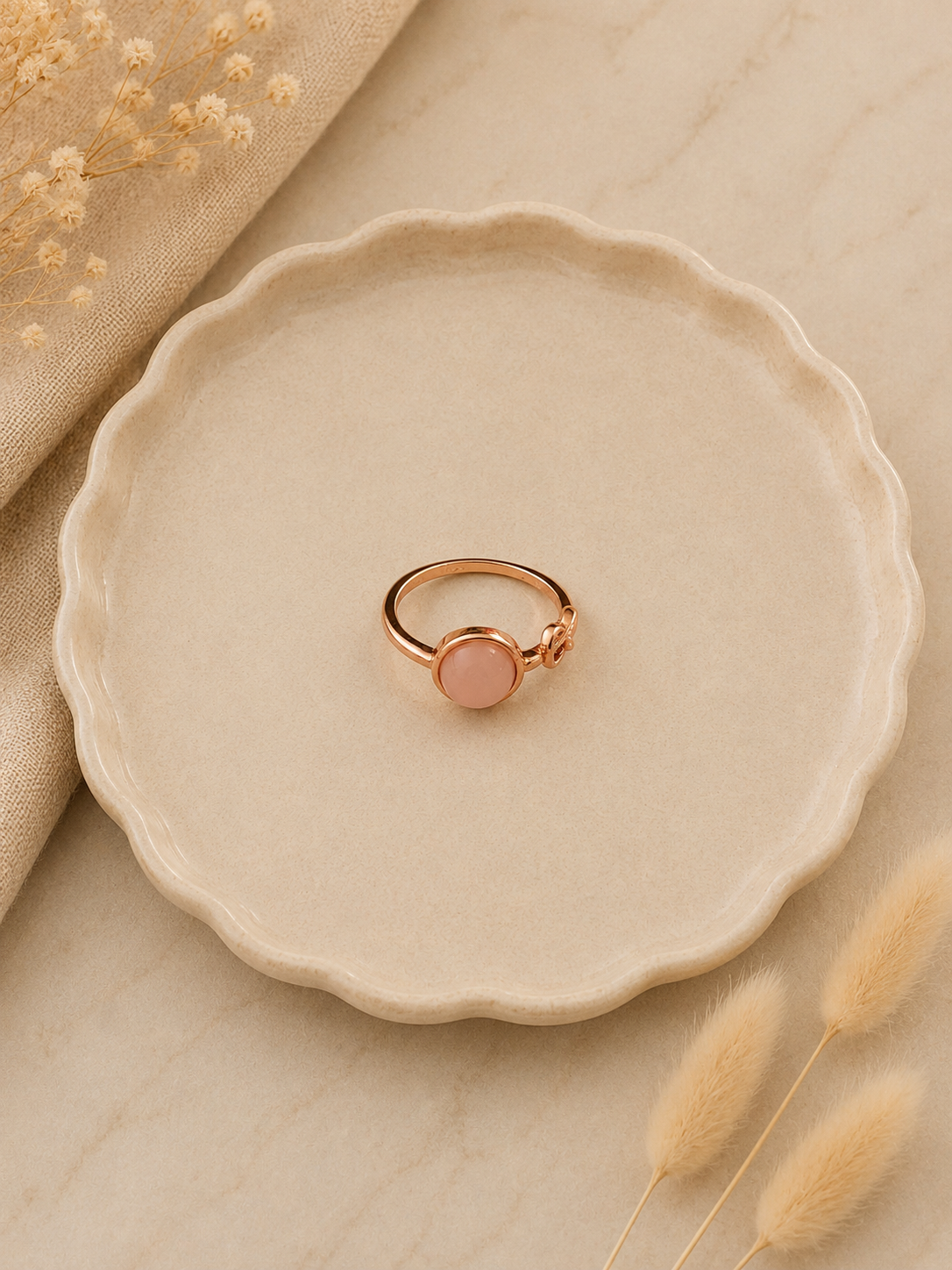 Roségoudkleurige Ring met Roze Steen Maat 9 (18,9 mm) | By Jule Sieraden