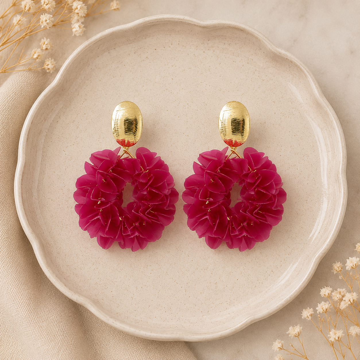 Roze Statement Oorbellen Glans 6,5x4cm | By Jule Sieraden
