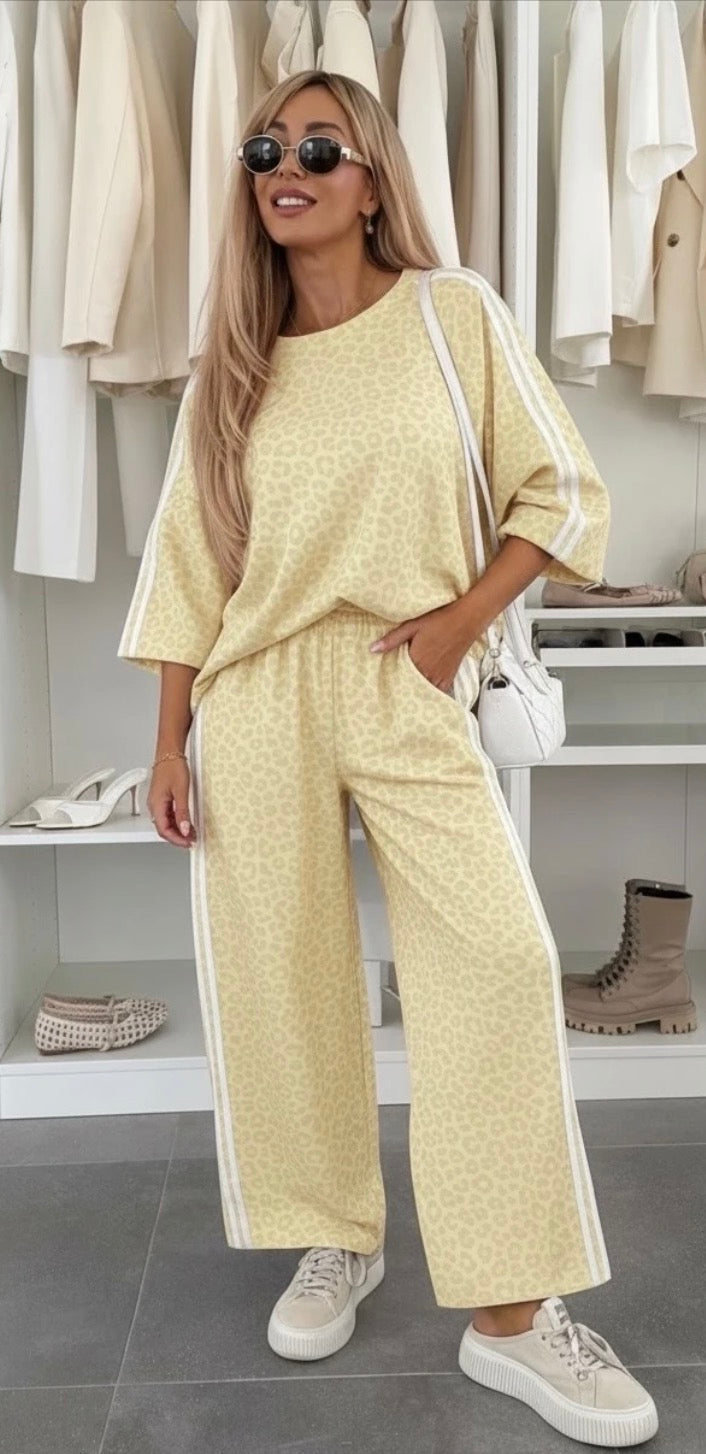Leopard jogging set geel dames maat 38-44 – zomerse comfy set | By Jule Sieraden