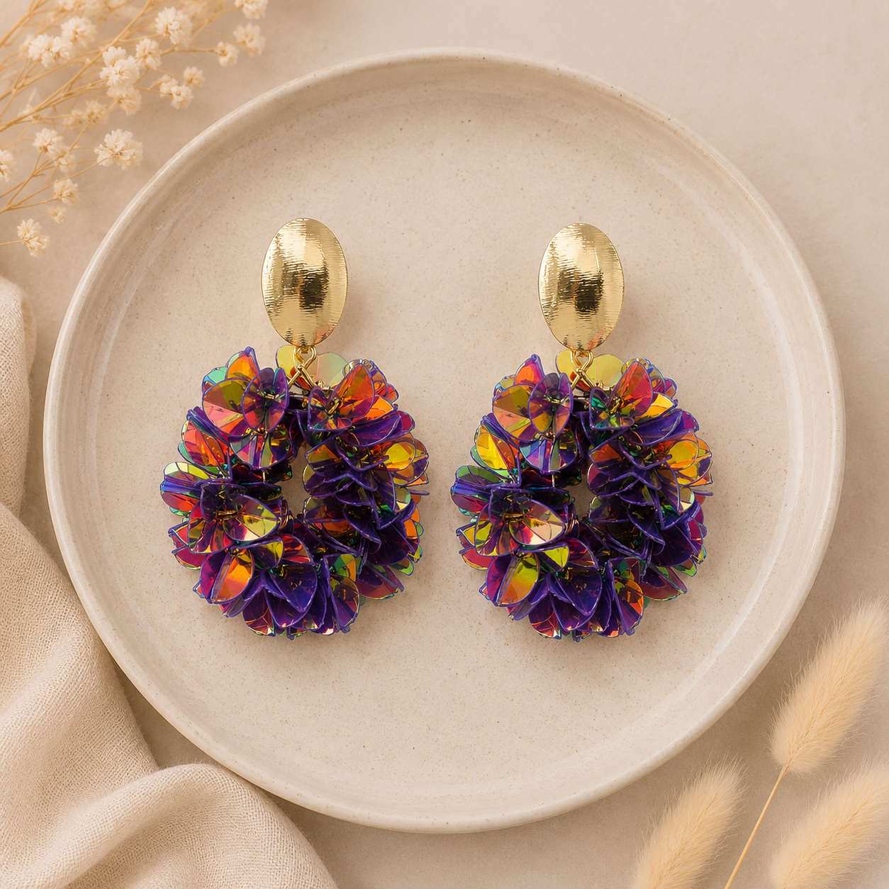 Regenboog Statement Oorbellen Glans 6,5x4cm | By Jule Sieraden