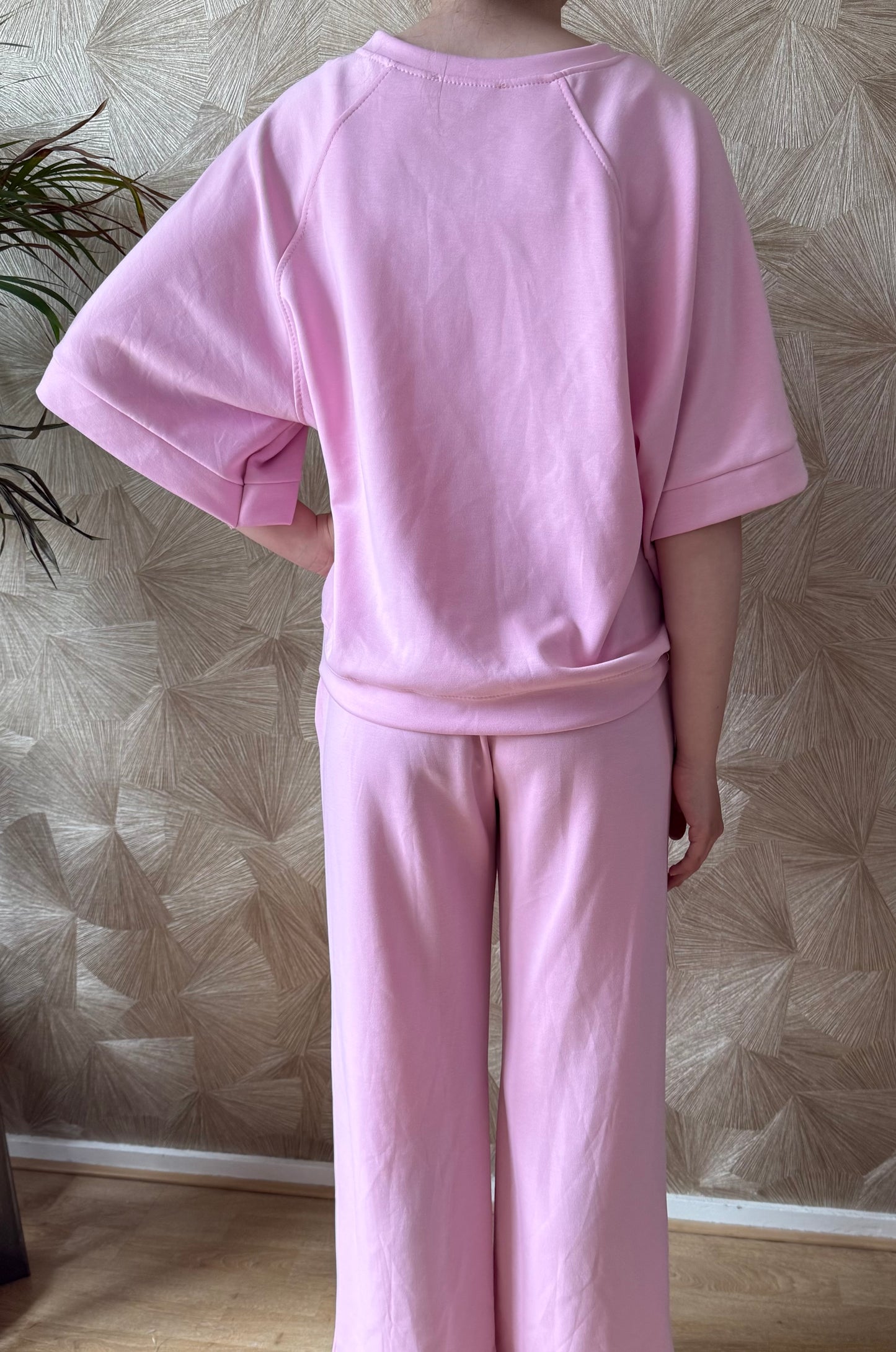 Roze 2-Delige Set Dames – Trendy Lounge Set met Strik One Size (36-42)