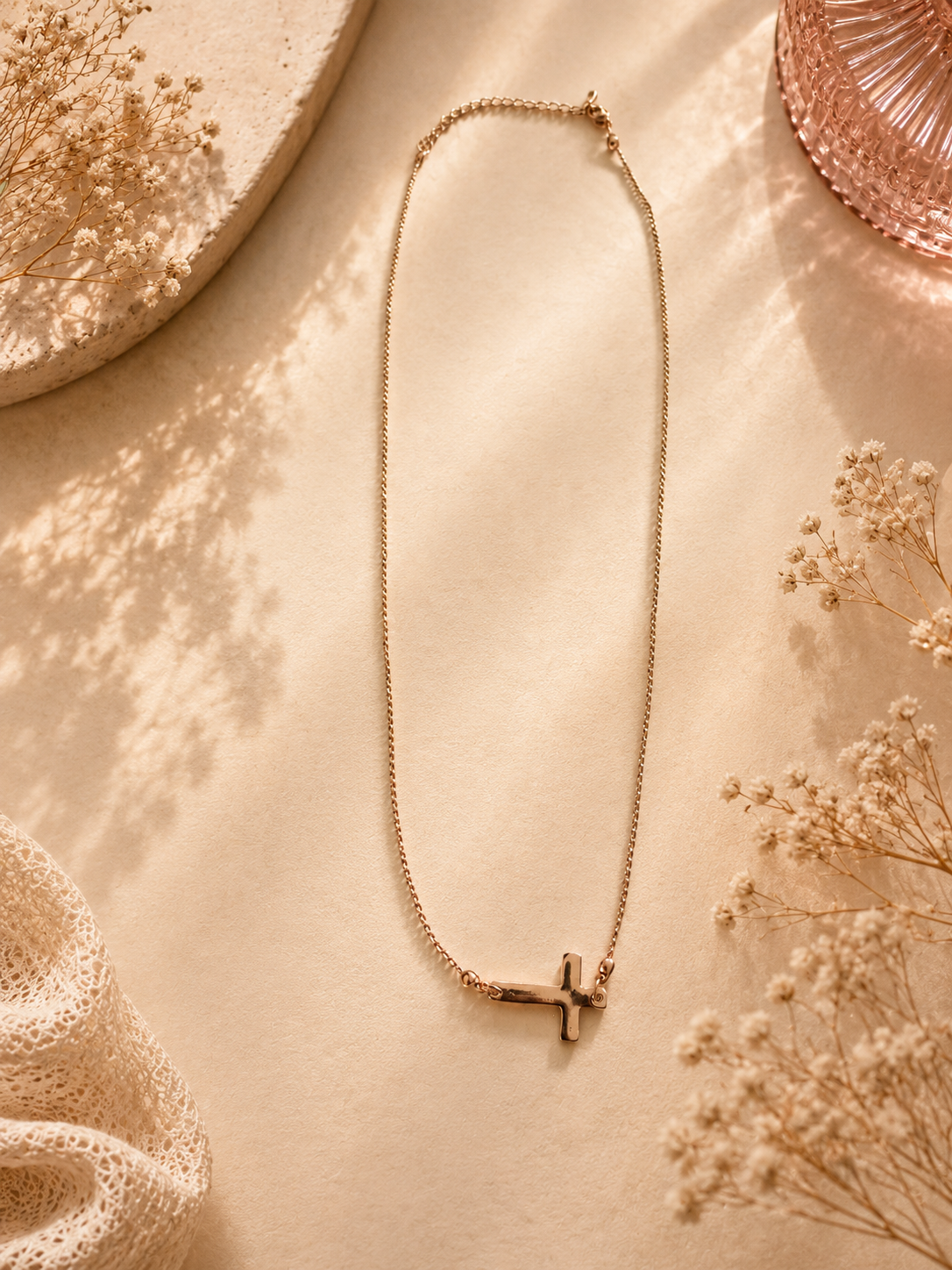 Rosé gouden kruis ketting – 40-45 cm | By Jule Sieraden