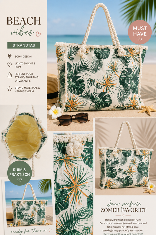Tropical Strandtas Green 50x40x10 cm | By Jule Sieraden