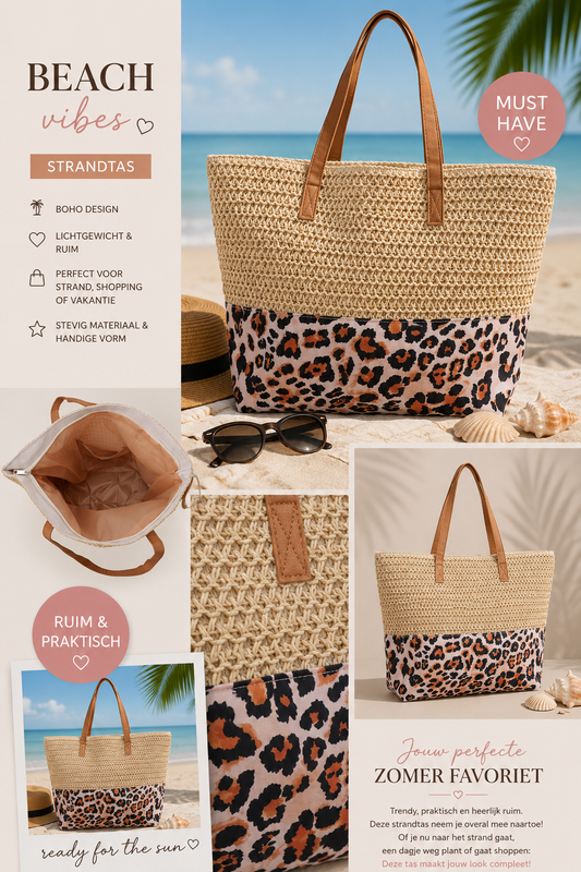 Strandtas Beige 47x36x13cm | Boho Shopper Tas | By Jule Sieraden