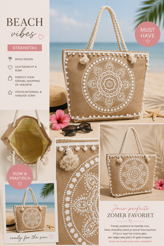 Boho Strandtas White 50x38x16 cm | By Jule Sieraden