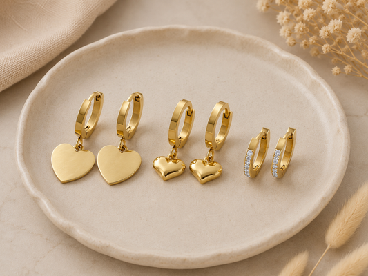 Stainless Steel Oorbellen Set 3 Paar Goudkleurig | By Jule Sieraden