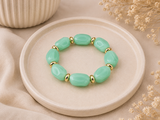 Mint Resin Elastische Armband | By Jule Sieraden