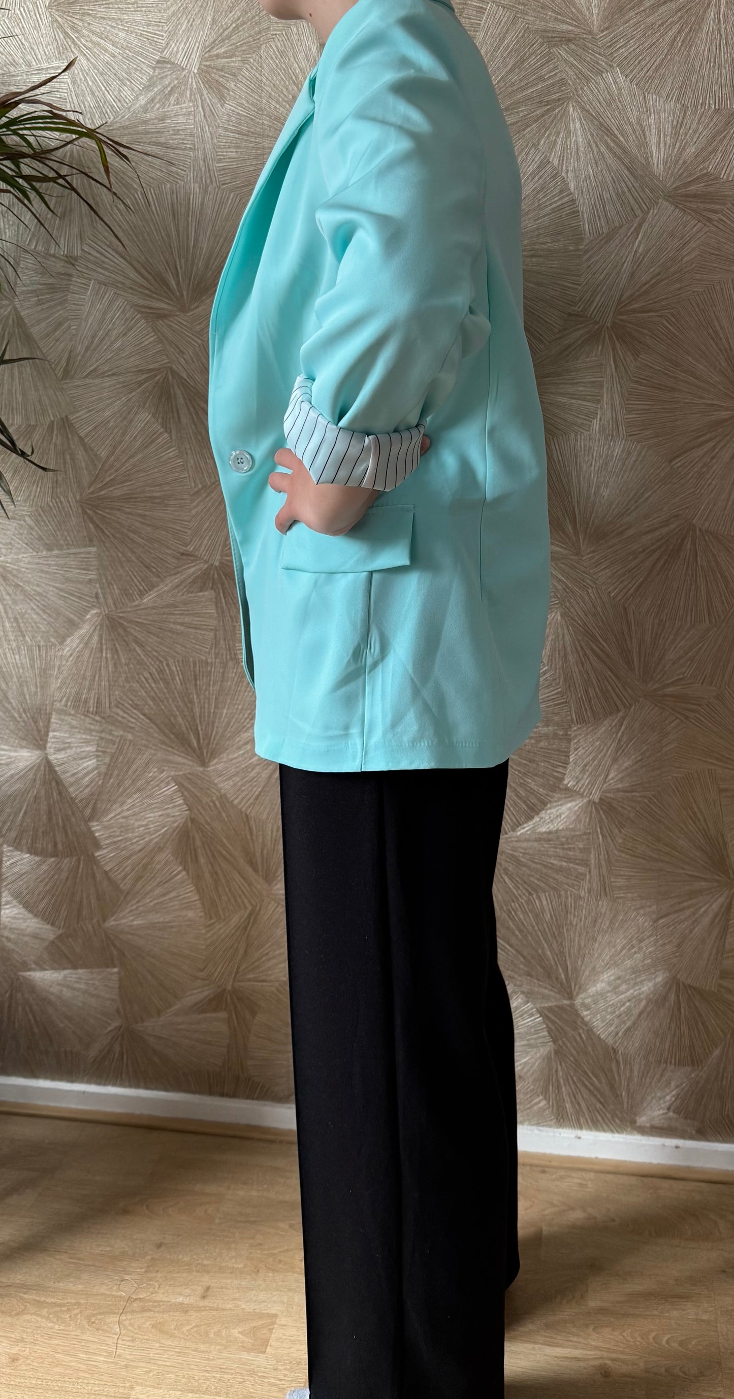 Luxe Blazer Mintgroen – One Size (36-42) Trendy Blazer