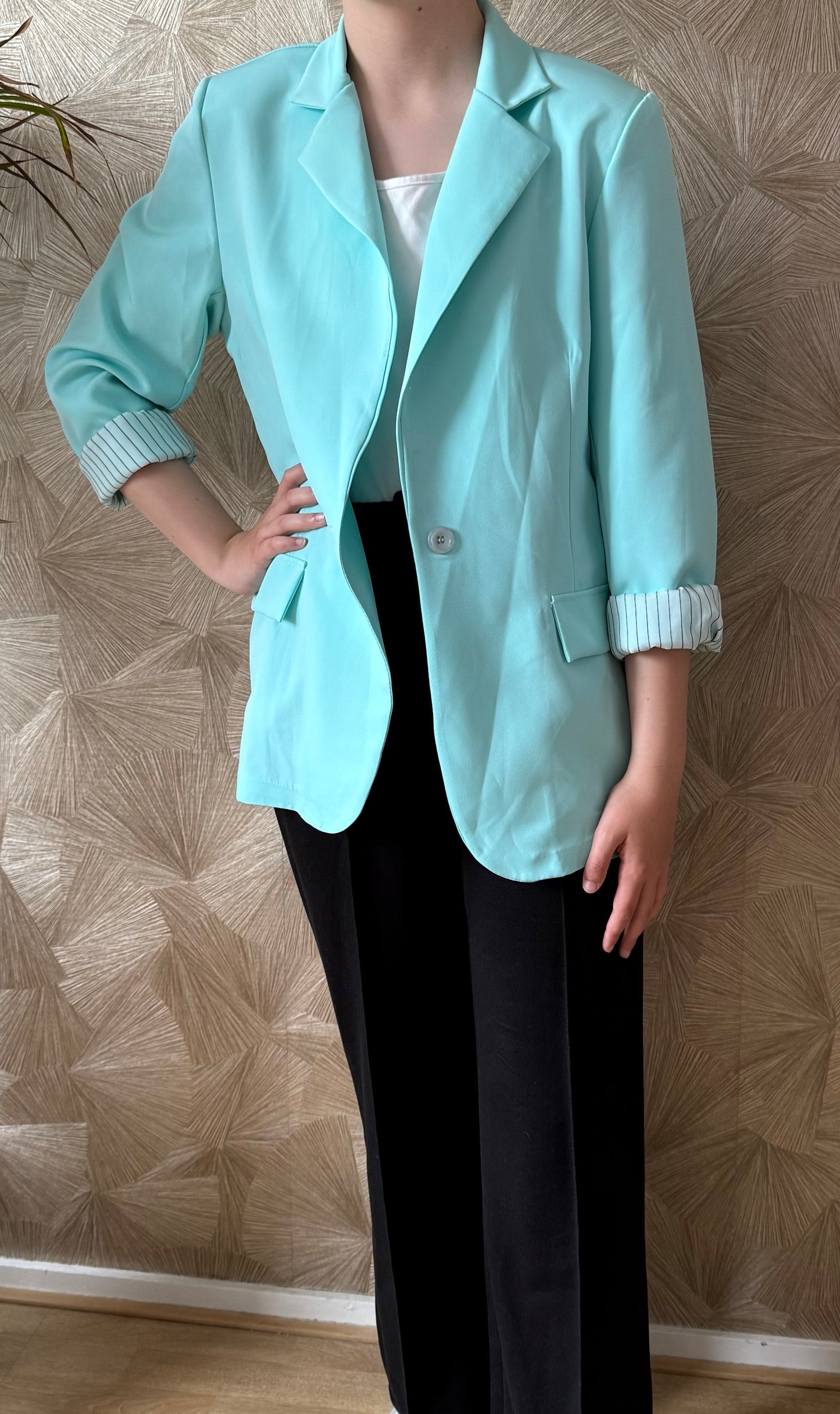 Luxe Blazer Mintgroen – One Size (36-42) Trendy Blazer