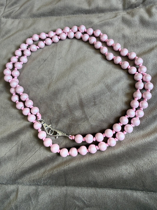 Roze Telefoonketting Kralen 100 cm | By Jule Sieraden