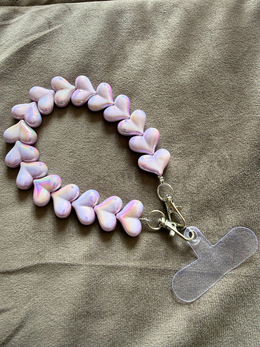 Telefoonketting Hartjes Lila Parelmoer | By Jule Sieraden