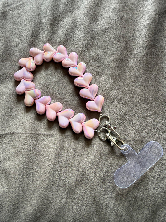 Telefoonketting Hartjes Roze Parelmoer | By Jule Sieraden