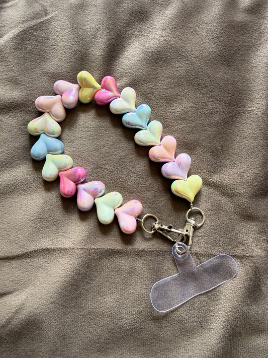 Telefoonketting Hartjes Multicolor Parelmoer | By Jule Sieraden