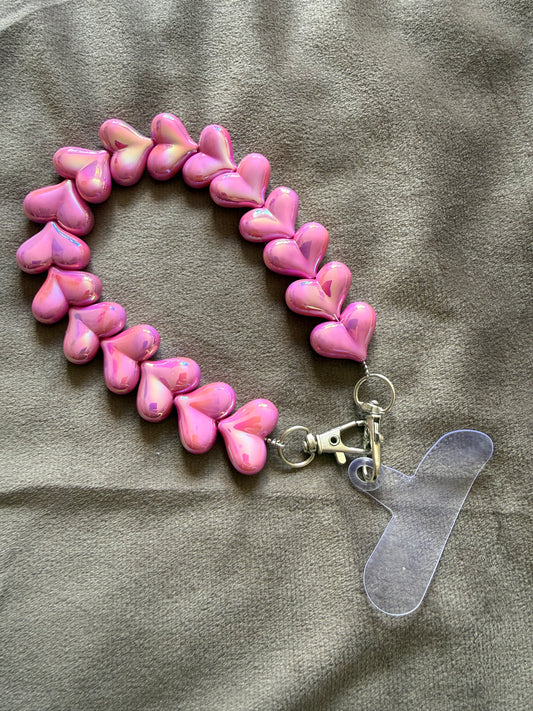 Telefoonketting Hartjes Fuchsia Roze | By Jule Sieraden