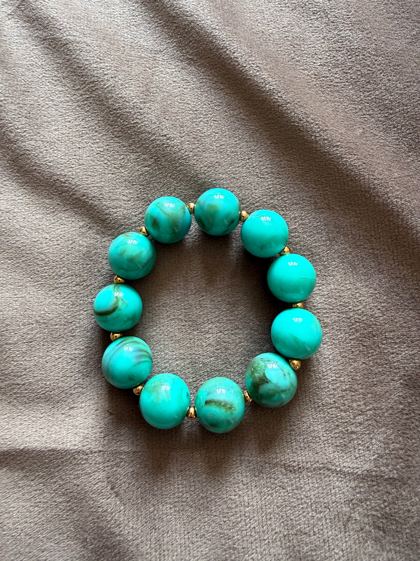Turquoise Kralen Armband Groot Elastisch Stainless Steel | By Jule Sieraden