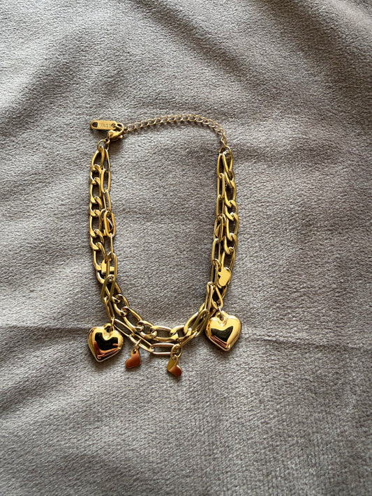 Dubbel Laags Armband Hartjes Goud Stainless Steel 17-21 cm | By Jule Sieraden