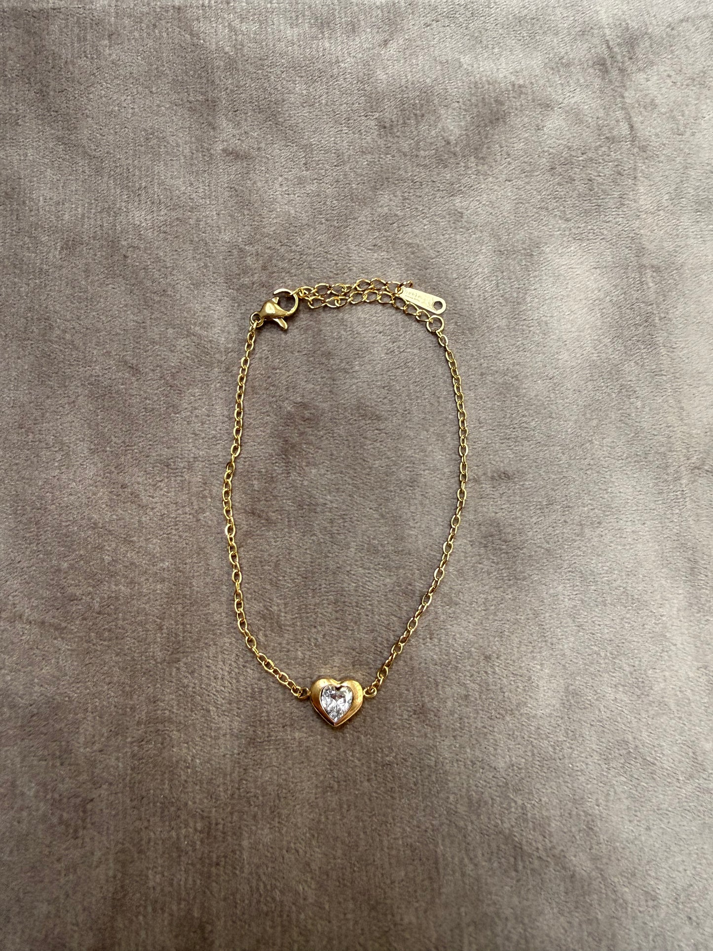 Stainless Steel Armband Hartje Strass Goudkleurig 17-21 cm – Verstelbaar & Waterproof