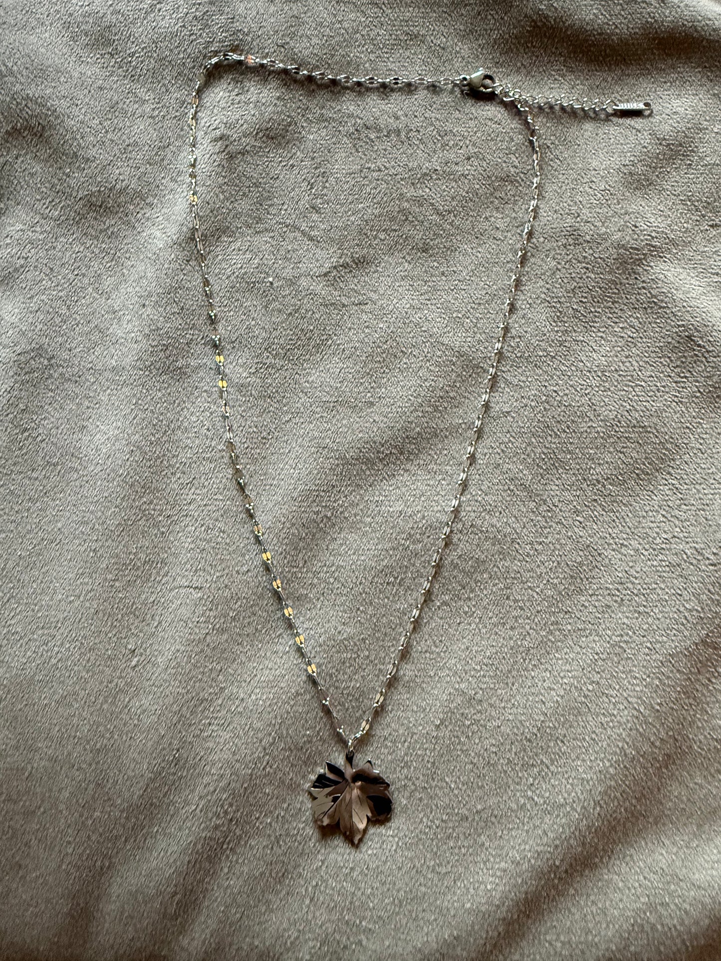 Zilverkleurige ketting met blaadje stainless steel – 40-45 cm – By Jule Sieraden
