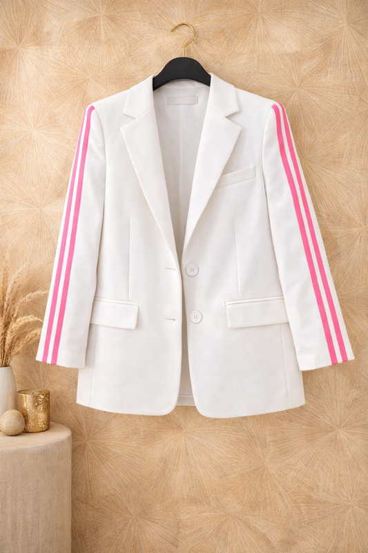 By Jule Sieraden Sporty Chic Blazer Wit/Roze – Maat 36-42 🤍