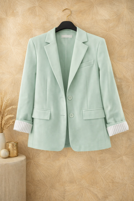 Luxe Blazer Mintgroen – One Size (36-42) Trendy Blazer