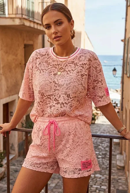 Lace Life Set – Roze | Trendy Dames Set