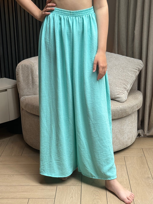 Wide leg broek dames – luchtige broek elastische taille one size (38-46)