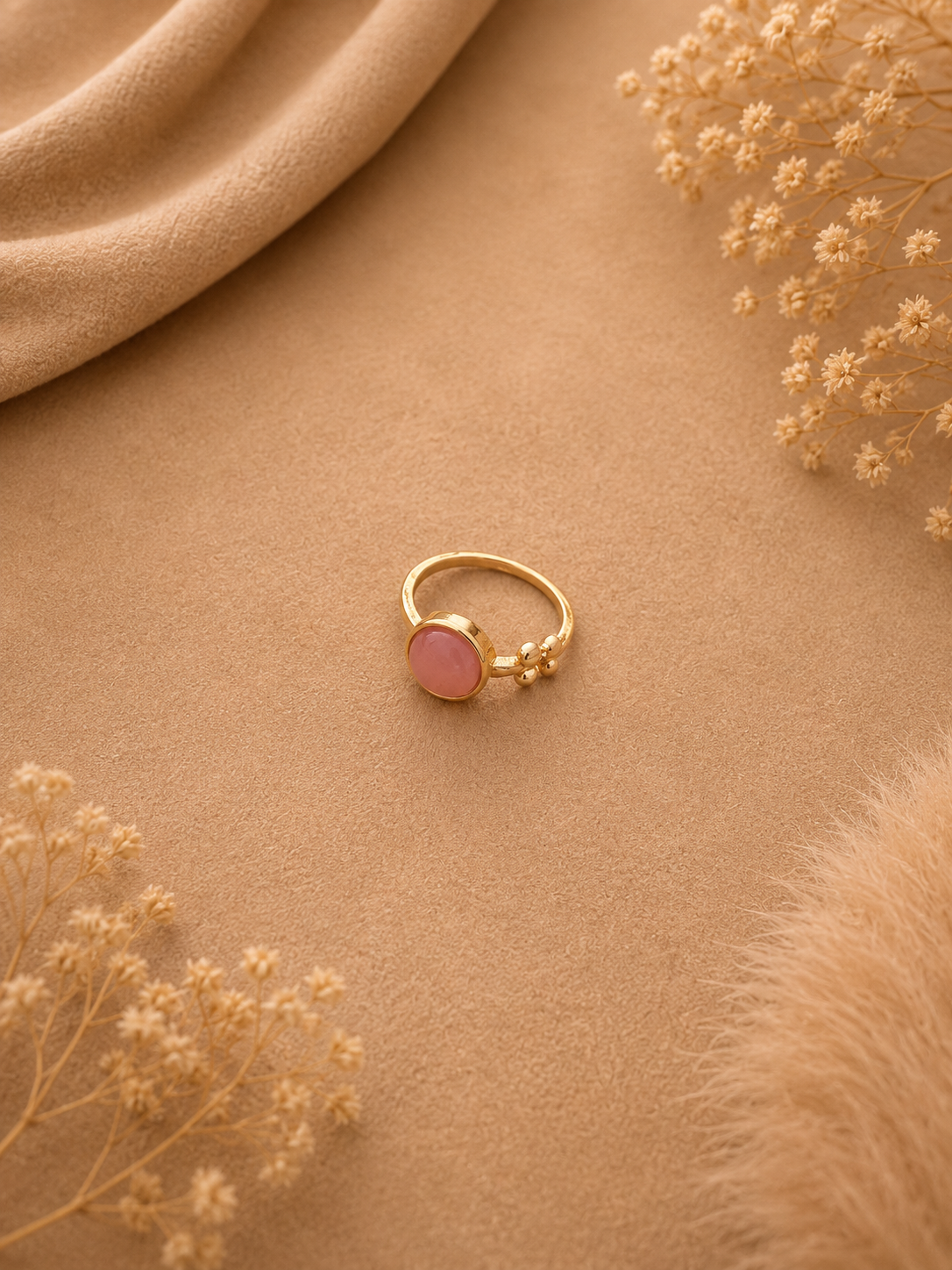 Stainless Steel Roze Steen Ring Goudkleurig Maat 17 | By Jule Sieraden