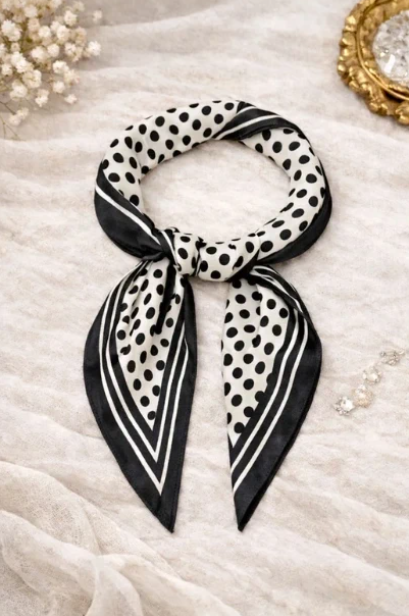 Zwart wit polka dot sjaal 90x90 cm – vierkant sjaaltje