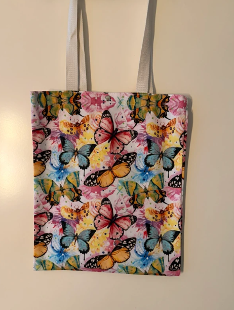 Canvas tas met vlinderprint 40x33 cm