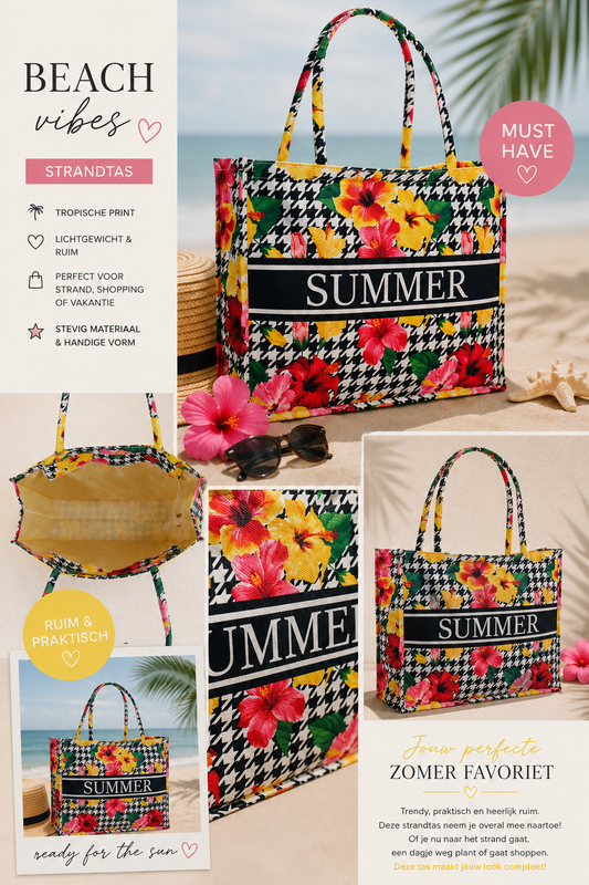Strandtas Summer Flower 42x32x13 cm | By Jule Sieraden