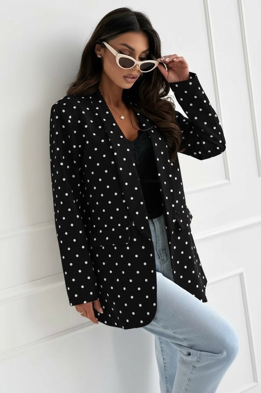 Zwarte Blazer met Witte Stippen (Maat 36-42) | Tijdloze Musthave
