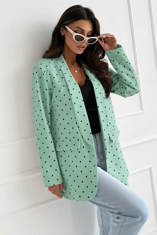 Mintgroene Blazer met Stippen (Maat 36-42) | Frisse Trend Blazer